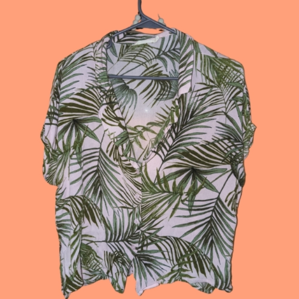 Lush Large Palm tree half button shirt - Picture 1 of 3